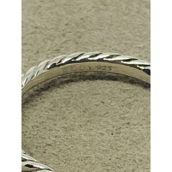 David Yurman Sterling Silver Classic Cable Heart Diamond Ring Size 7.25 - Picture 4 of 6